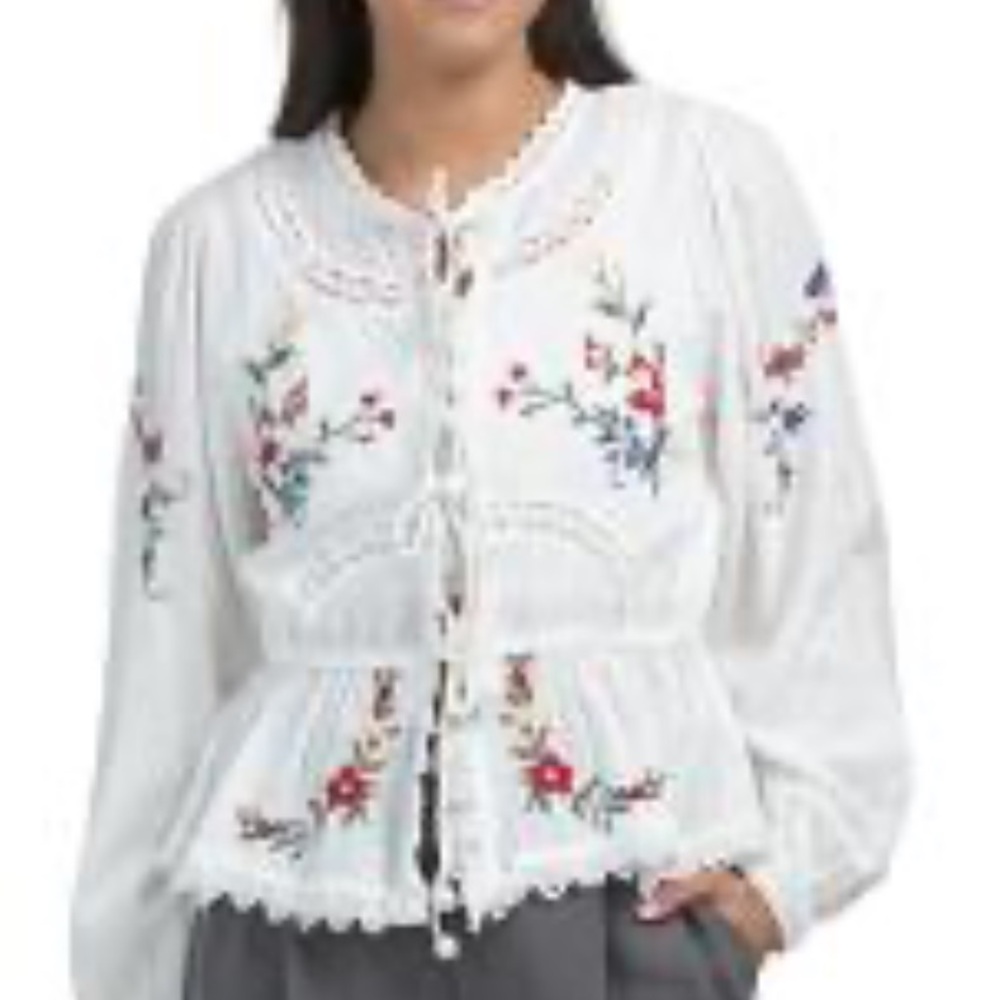 New Jannifer&Grace Embroidered White Blouse size L - Picture 5 of 16